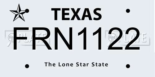 FRN1122 Texas License Plate