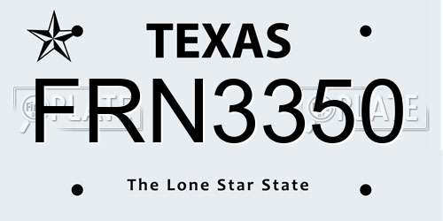 FRN3350 Texas License Plate