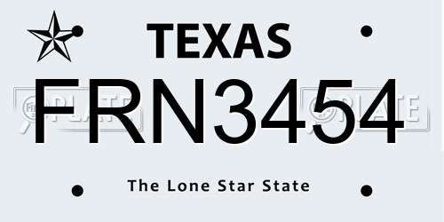 FRN3454 Texas License Plate