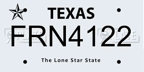 FRN4122 Texas License Plate