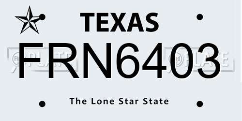 FRN6403 Texas License Plate