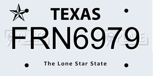 FRN6979 Texas License Plate