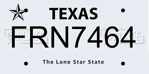 FRN7464 Texas License Plate