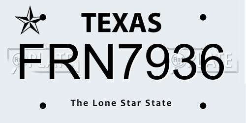 FRN7936 Texas License Plate