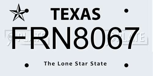 FRN8067 Texas License Plate