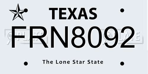FRN8092 Texas License Plate