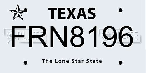 FRN8196 Texas License Plate