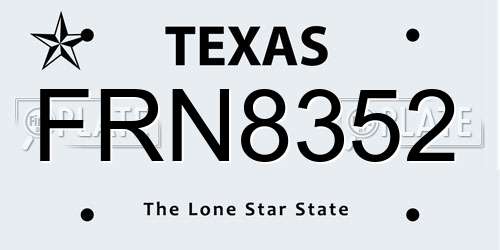 FRN8352 Texas License Plate