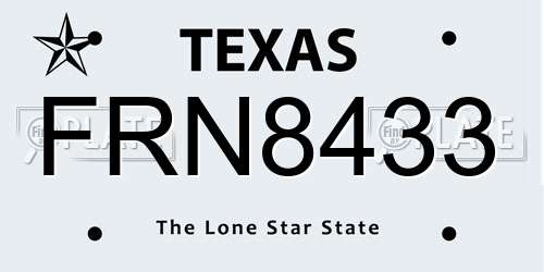 FRN8433 Texas License Plate