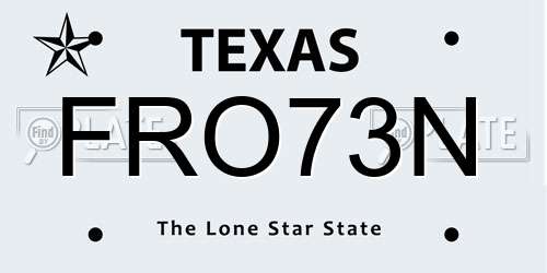 FRO73N Texas License Plate
