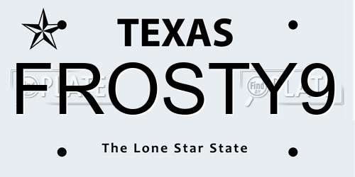 FROSTY9 Texas License Plate