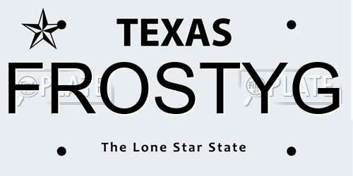 FROSTYG Texas License Plate