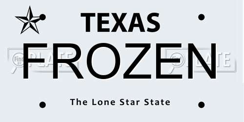 FROZEN Texas License Plate