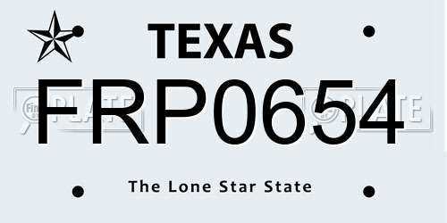 FRP0654 Texas License Plate