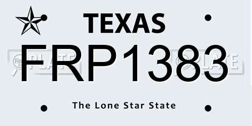 FRP1383 Texas License Plate
