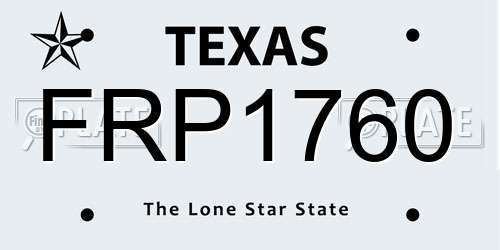 FRP1760 Texas License Plate