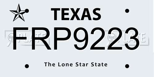 FRP9223 Texas License Plate