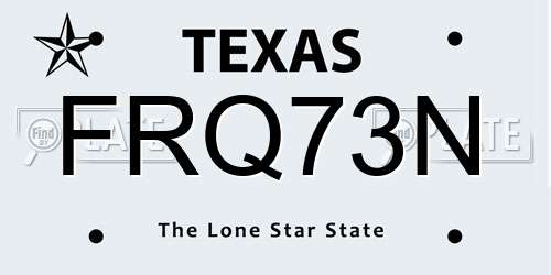 FRQ73N Texas License Plate