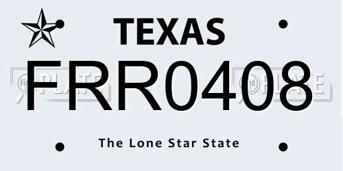 FRR0408 Texas License Plate