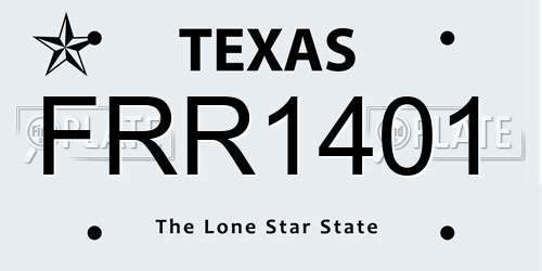 FRR1401 Texas License Plate