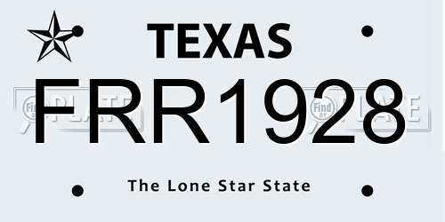 FRR1928 Texas License Plate