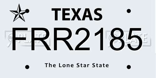 FRR2185 Texas License Plate