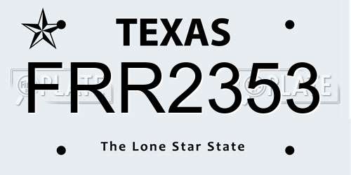 FRR2353 Texas License Plate