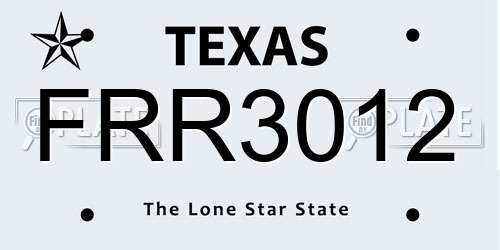 FRR3012 Texas License Plate