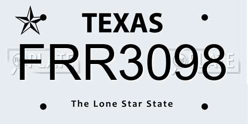 FRR3098 Texas License Plate