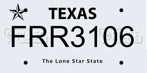 FRR3106 Texas License Plate