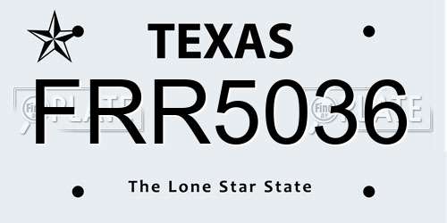 FRR5036 Texas License Plate