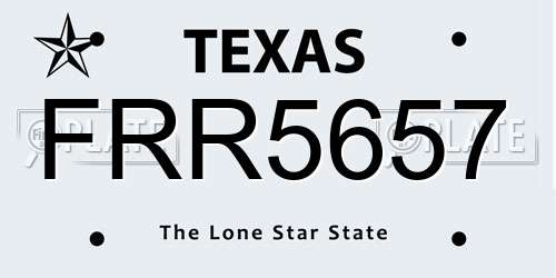 FRR5657 Texas License Plate