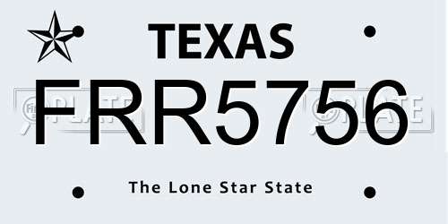 FRR5756 Texas License Plate