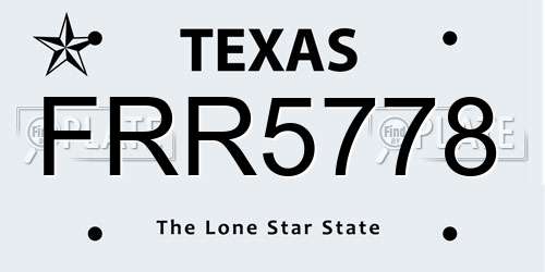 FRR5778 Texas License Plate