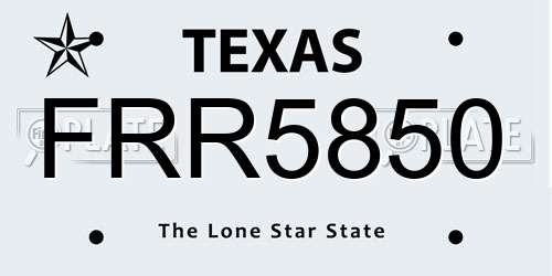 FRR5850 Texas License Plate