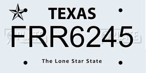 FRR6245 Texas License Plate