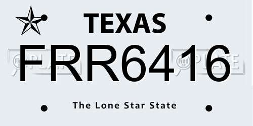 FRR6416 Texas License Plate