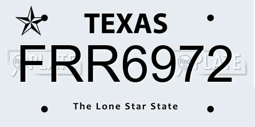 FRR6972 Texas License Plate