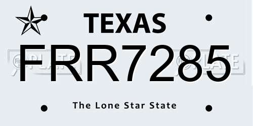 FRR7285 Texas License Plate