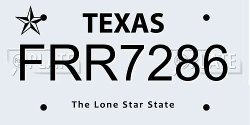FRR7286 Texas License Plate