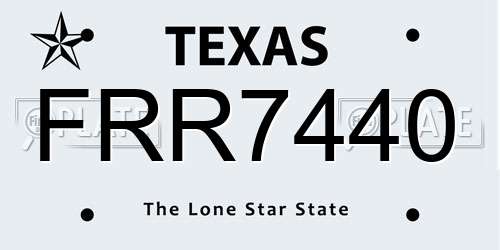 FRR7440 Texas License Plate