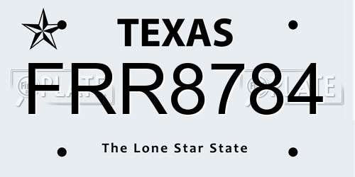 FRR8784 Texas License Plate