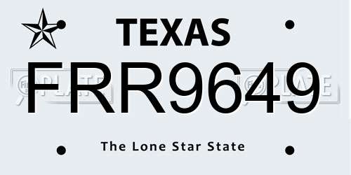 FRR9649 Texas License Plate