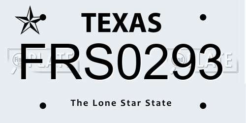 FRS0293 Texas License Plate