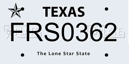 FRS0362 Texas License Plate