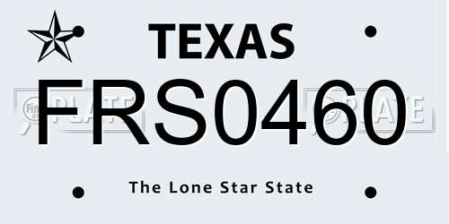 FRS0460 Texas License Plate