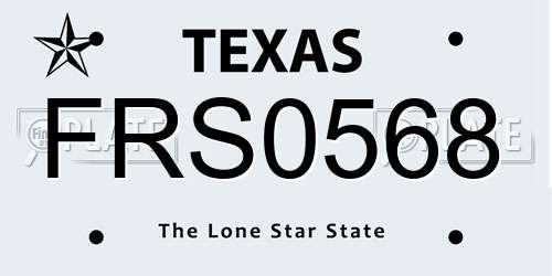 FRS0568 Texas License Plate