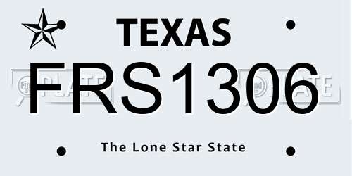 FRS1306 Texas License Plate