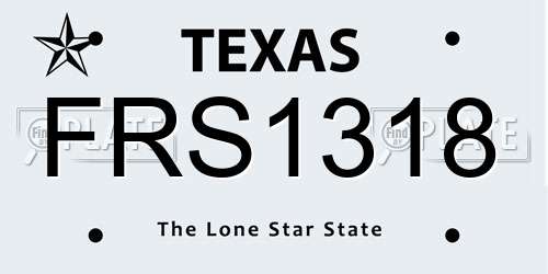 FRS1318 Texas License Plate