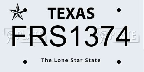 FRS1374 Texas License Plate